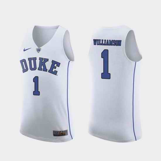 Men Duke Blue Devils Zion Williamson White Authentic College Basketball Jersey